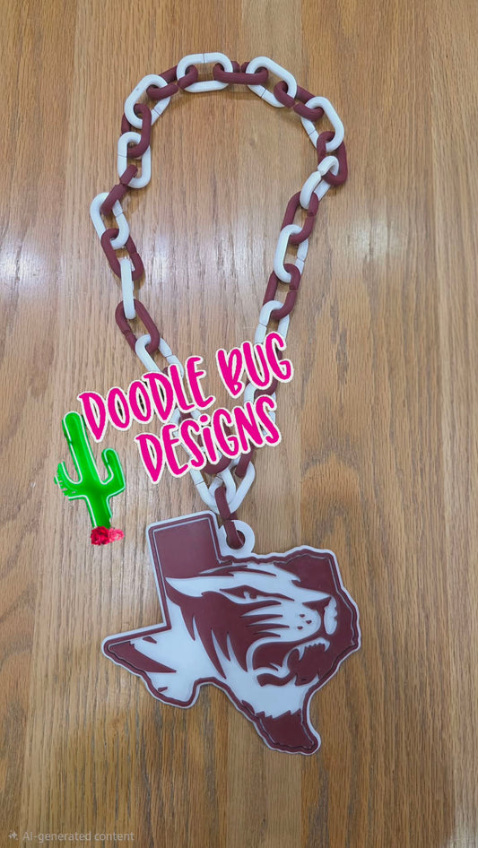 Silsbee Tiger hype chain 6 inch pendant
