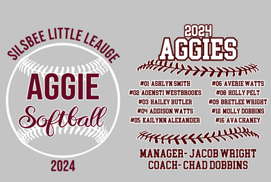 Aggies softball 2024 SLL fan shirt FOR PICKUP AT DOODLE BUG DESIGNS